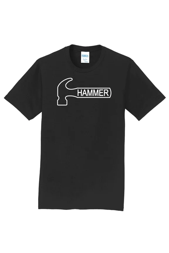 NEW I AM Bowlingâ„¢ Black and White Hammer Logo Black Graphic T-Shirt Sizes S-4XL
