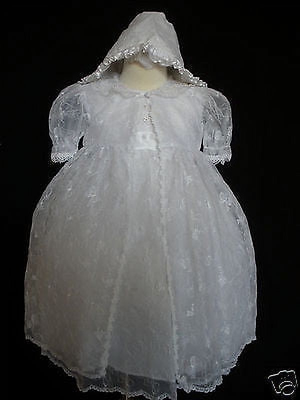 NEW INFANT GIRL & TODDLER CHRISTENING BAPTISM FORMAL DRESS, CAPE, HAT 18-30 M