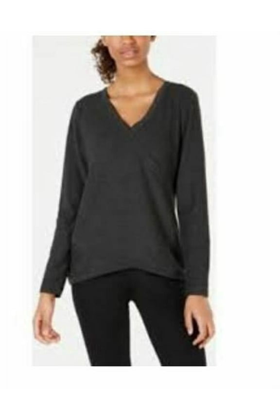 NEW Ideology Women's Asymmetrical-Hem Top Charcoal Heather Size Medium