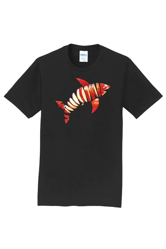 NEW Infusion Lifestyle Apple Slice Shark Black Graphic T-Shirt Sizes S-4XL