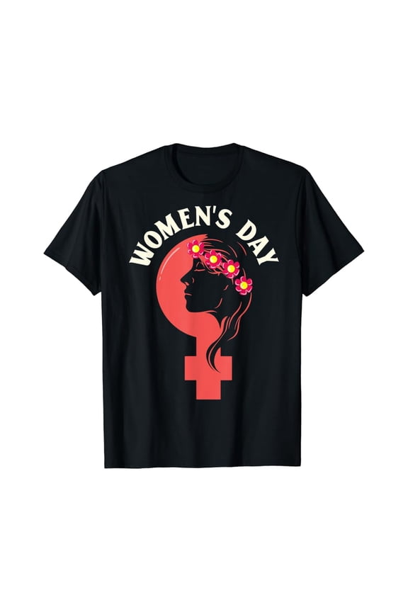 NEW!!! International Women's Day Gift Beautiful Girl Flowers Symbol T-Shirt