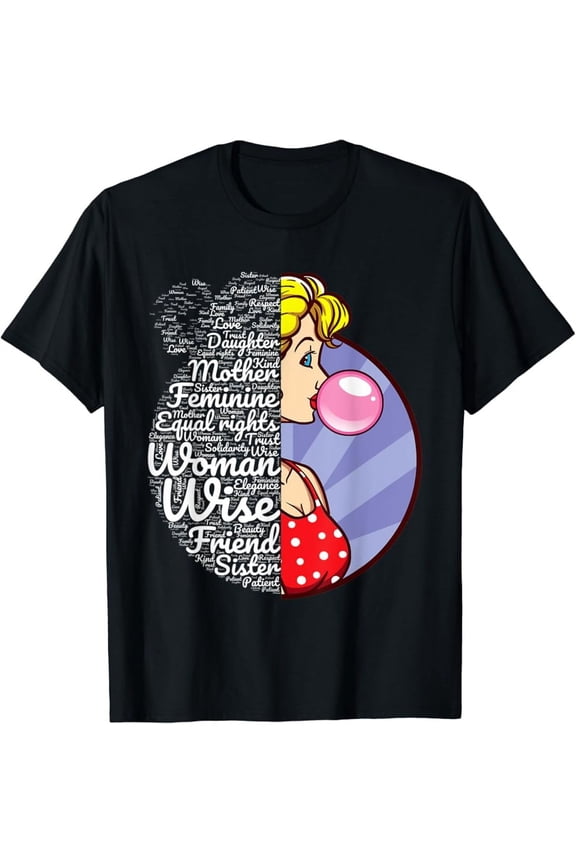 NEW!!! International Women's Day Gift for Women Word Cloud Retro T-Shirt