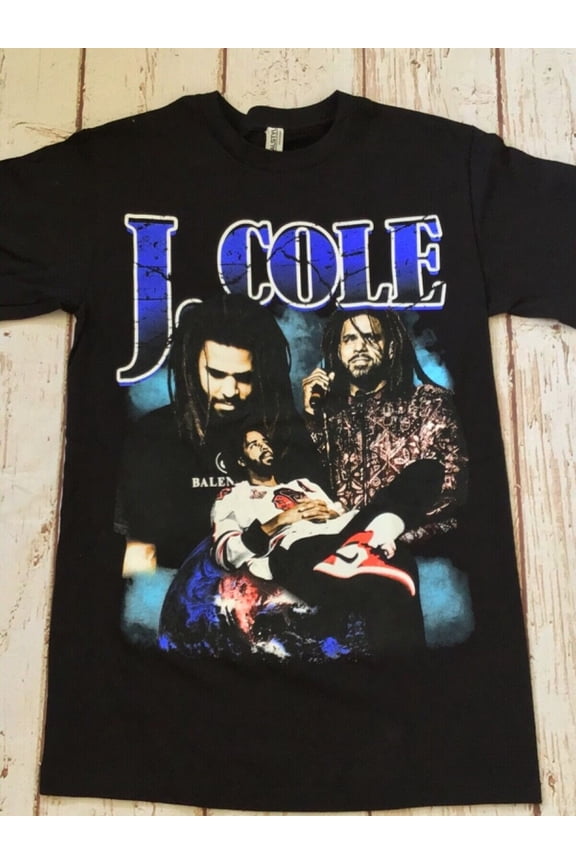 NEW- J COLE - BLUE LETTERS - T-SHIRT Size S to 5XL, Black Cotton