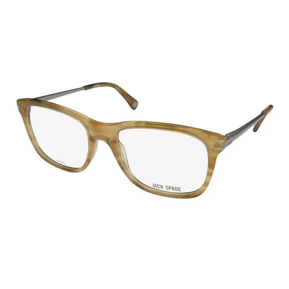 NEW JACK SPADE FINCH MENS/WOMENS DESIGNER FULL-RIM STRIATED BLONDE CLASSIC SHAPE AUTHENTIC GEEK STYLE FRAME DEMO LENSES 53-18-140 FLEXIBLE HINGES EYEGLASSES/EYEWEAR