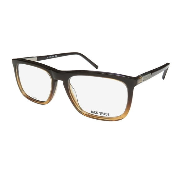 NEW JACK SPADE HOLMES MENS/WOMENS DESIGNER FULL-RIM BROWN / TAN / FADE BRAND NAME COMFORTABLE COLLECTIBLE FRAME DEMO LENSES 54-17-140 FLEXIBLE HINGES EYEGLASSES/EYEWEAR