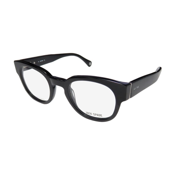 NEW JACK SPADE PEARSON MENS/WOMENS DESIGNER FULL-RIM SHINY BLACK BRAND NAME CLASSIC SHAPE DURABLE FRAME DEMO LENSES 47-23-140 SPRING HINGES EYEGLASSES/EYEGLASS FRAME