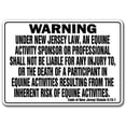 thumbnail image 1 of NEW JERSEY Equine Sign activity liability warning statute horse farm barn stable, 1 of 5