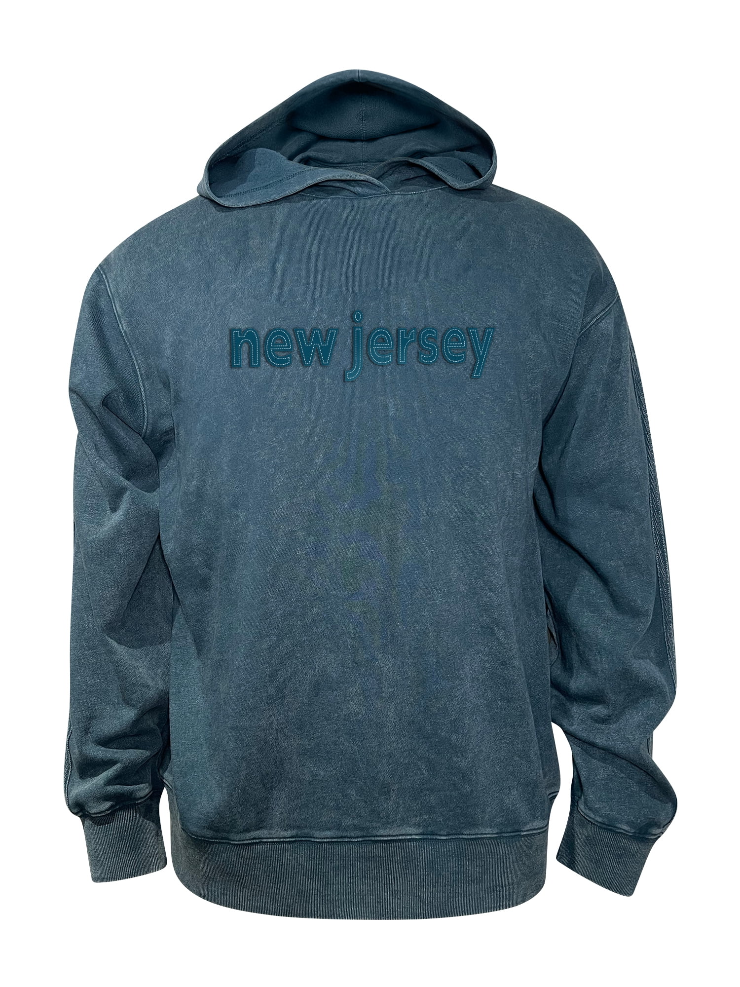 NEW JERSEY Raw Edge Type Long Sleeve Hooded Sweatshirt