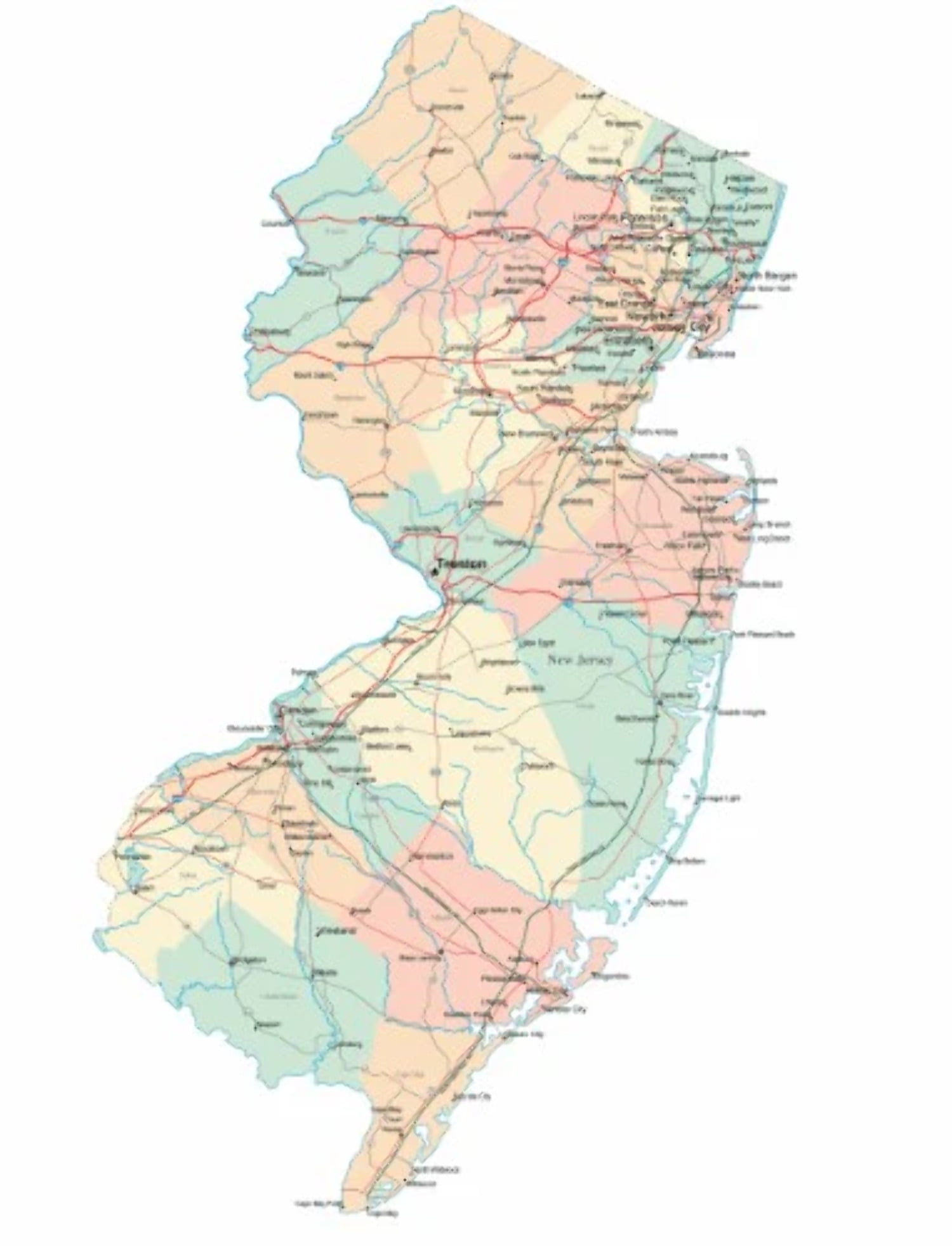 new-jersey-state-road-map-glossy-poster-picture-photo-city-county
