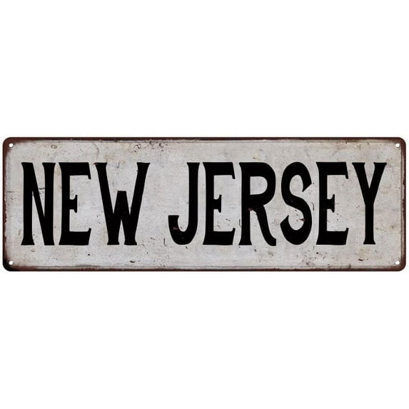 NEW JERSEY Vintage Look Rustic Metal 6x18 Sign City State 206180041267