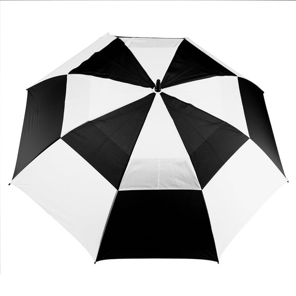 JP Lann StormMaster 62-Inch Double Canopy Golf Umbrella, Black and White