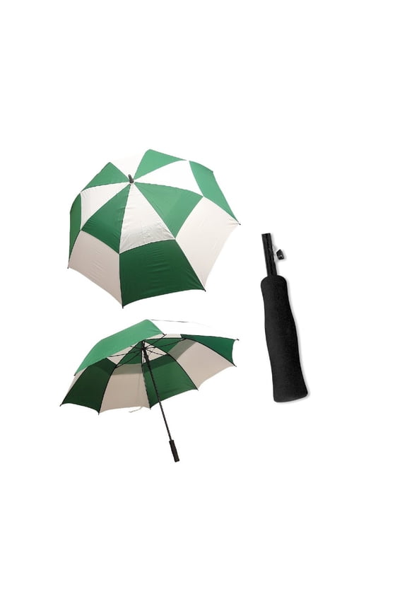 NEW JP Lann Golf StormMaster Umbrella 62" Green White Double Canopy