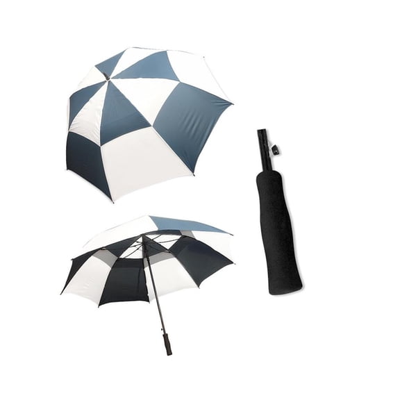 JP Lann Golf StormMaster Umbrella 62" Double Canopy Blue and White