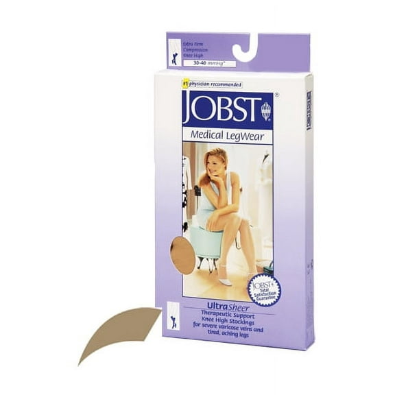 Jobst UltraSheer 30-40 Closed Toe Knee High Compression Stockings Honey Small