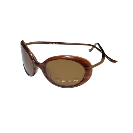 NEW KATA KD10 WOMENS/LADIES DESIGNER FULL-RIM 100% UVA & UVB STRIPED BROWN / GLITTER MADE IN JAPAN ASIAN FUSION FASHION DESIGN MODERN FRAME BROWN LENSES 52-20-130 SPRING HINGES SUNGLASSES/SHADES