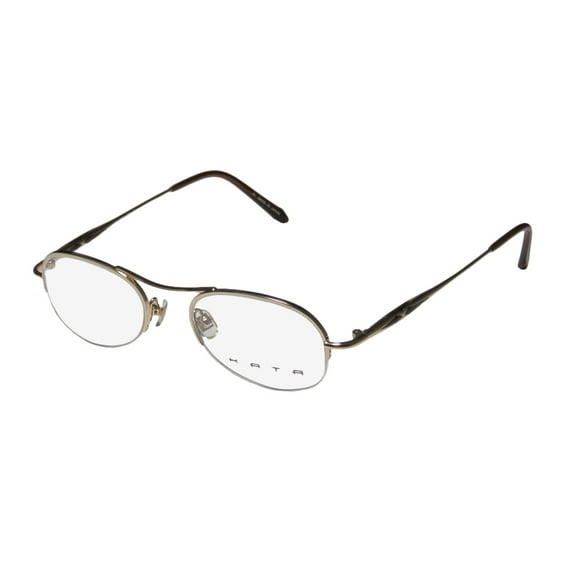 NEW KATA NOA MENS/WOMENS DESIGNER HALF-RIM GOLD / BROWN COLOR COMBINATION FASHION ACCESSORY FRAME DEMO LENSES 47-19-140 EYEGLASSES/SPECTACLES