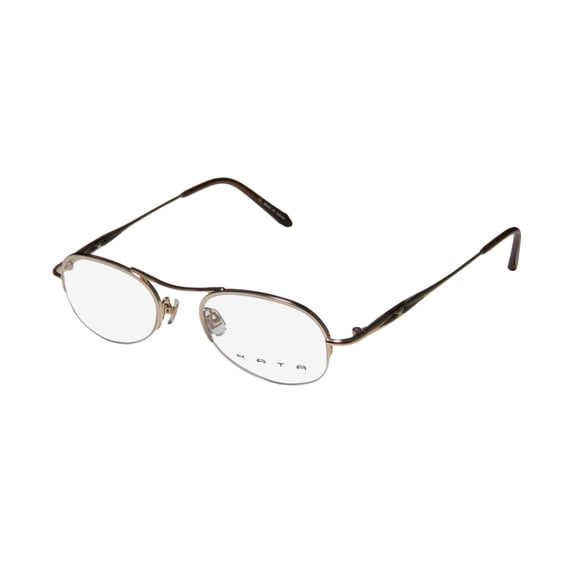 NEW KATA NOA MENS/WOMENS DESIGNER HALF-RIM GOLD / BROWN COLOR COMBINATION FASHION ACCESSORY FRAME DEMO LENSES 47-19-140 EYEGLASSES/SPECTACLES