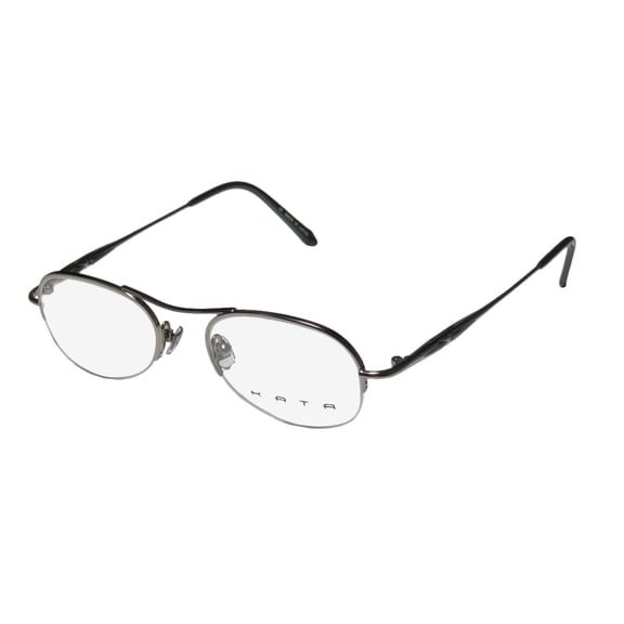 NEW KATA NOA MENS/WOMENS DESIGNER HALF-RIM GUNMETAL / GLITTER DARK GRAY COLOR COMBINATION FASHION ACCESSORY FRAME DEMO LENSES 47-19-140 EYEGLASSES/EYE GLASSES