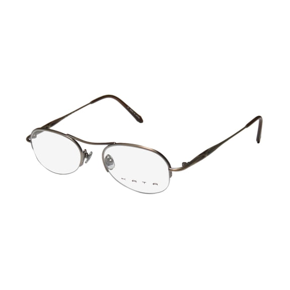 NEW KATA NOA MENS/WOMENS DESIGNER HALF-RIM TAUPE / BROWN COLOR COMBINATION FASHION ACCESSORY FRAME DEMO LENSES 47-19-140 EYEGLASSES/EYEWEAR