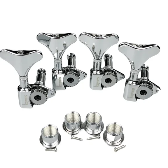 NEW KAYNES 1:24 Ratio Electric Bass Guitar Machine Heads Tuners Guitar Tuning Key Pegs Open Gear DJ342 Chrome Silver