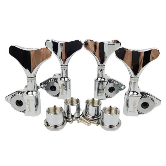 NEW KAYNES 1:24 Ratio Electric Bass Guitar Machine Heads Tuners Guitar Tuning Key Pegs Open Gear DJ342 Chrome Silver