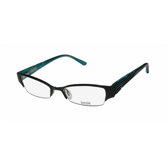 NEW KENSIE DAYDREAM WOMENS/LADIES DESIGNER HALF-RIM BLACK / TURQUOISE AUTHENTIC SPECTACULAR LIGHT WEIGHT FRAME DEMO LENSES 50-17-135 FLEXIBLE HINGES EYEGLASSES/GLASSES