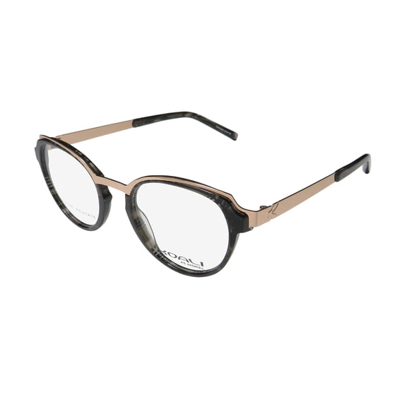 NEW KOALI 20013K WOMENS/LADIES OVAL FULL-RIM BLACK / GOLD DESIGNED & MADE IN FRANCE SIGNATURE LOGO FRAME DEMO LENSES 45-19-135 EYEGLASSES/EYEGLASS FRAME