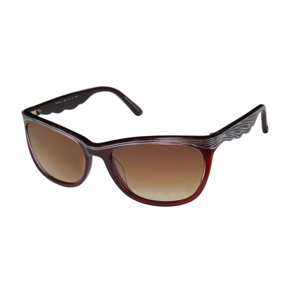 NEW KOALI 6969K WOMENS/LADIES DESIGNER FULL-RIM GRADIENT BURGUNDY / SILVER FRAME GRADIENT BROWN LENSES 57-19-135 SUNGLASSES/SUN GLASSES