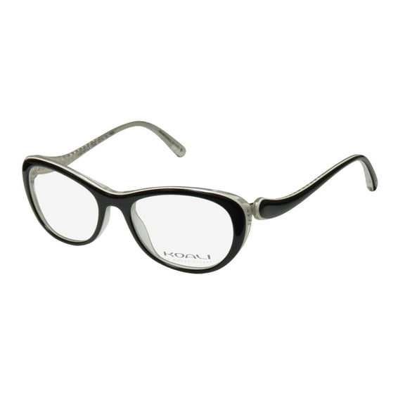 NEW KOALI 7058K WOMENS/LADIES DESIGNER FULL-RIM BLACK / WHITE / CLEAR FRAME DEMO LENSES 49-16-135 EYEGLASSES/GLASSES