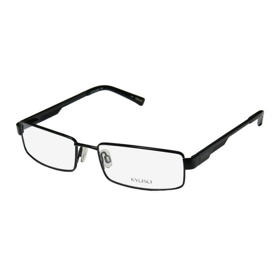NEW KYUSU 1109 MENS/WOMENS RECTANGULAR FULL-RIM BLACK JAPANESE FASHION DESIGNER LABEL FRAME DEMO LENSES 55-17-135 FLEXIBLE HINGES EYEGLASSES/EYEGLASS FRAME