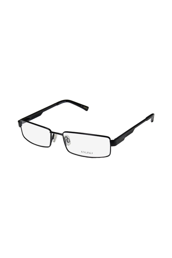 NEW KYUSU 1109 MENS/WOMENS RECTANGULAR FULL-RIM BLACK JAPANESE FASHION DESIGNER LABEL FRAME DEMO LENSES 55-17-135 FLEXIBLE HINGES EYEGLASSES/EYEGLASS FRAME