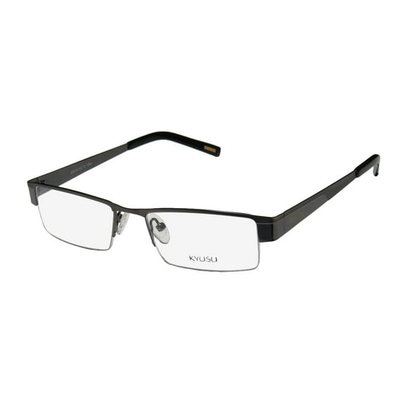 NEW KYUSU 1122 MENS/WOMENS DESIGNER HALF-RIM GUNMETAL / GRAY SPECTACULAR HALF-RIMLESS DESIGNER FRAME DEMO LENSES 52-18-140 EYEGLASSES/GLASSES