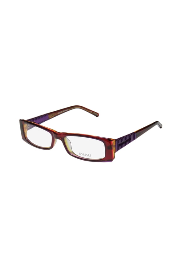 NEW KYUSU 1136 WOMENS/LADIES RECTANGULAR FULL-RIM BORDEAUX / MUSTURD / PURPLE UNIQUE DESIGN FEMALE HIP COLOR COMBINATION FRAME DEMO LENSES 48-15-130 FLEXIBLE HINGES EYEGLASSES/SPECTACLES