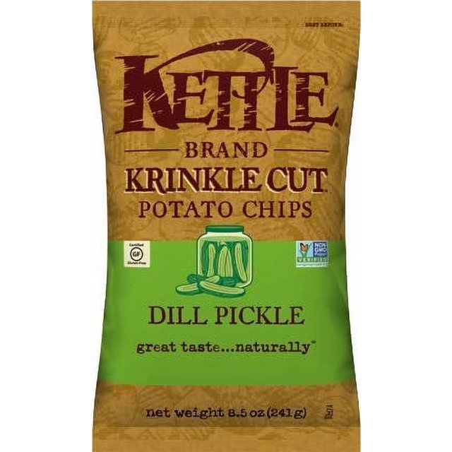 NEW Kettle Cooked Krinkle Cut Potato Chips 'Dill Pickle”/ Dill Pickle