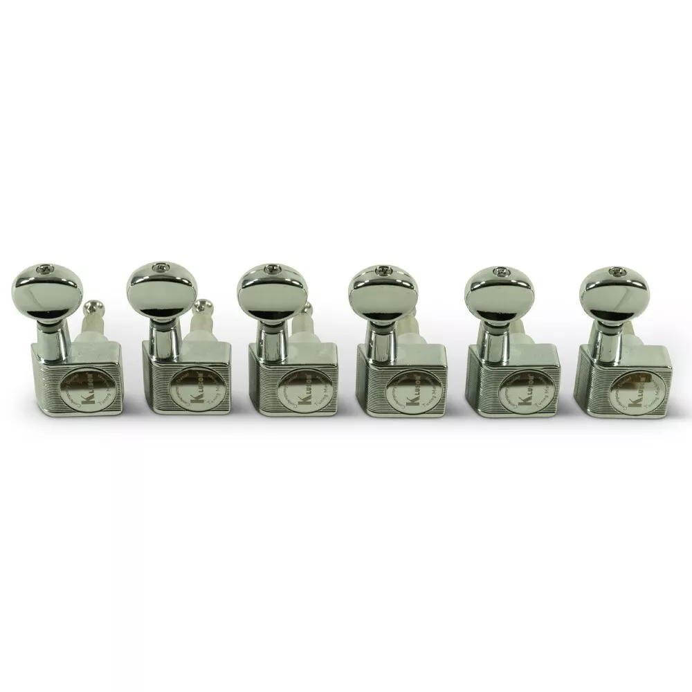 NEW Kluson 6-In-Line Contemporary 2-Pin Tuners For Fender Guitars, CHROME