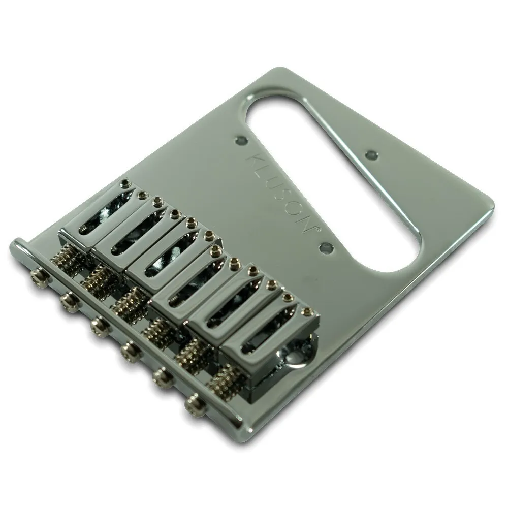 NEW - Kluson 6-Saddle Bridge For Fender Tele, Brass Saddles, CHROME - KCTB-C