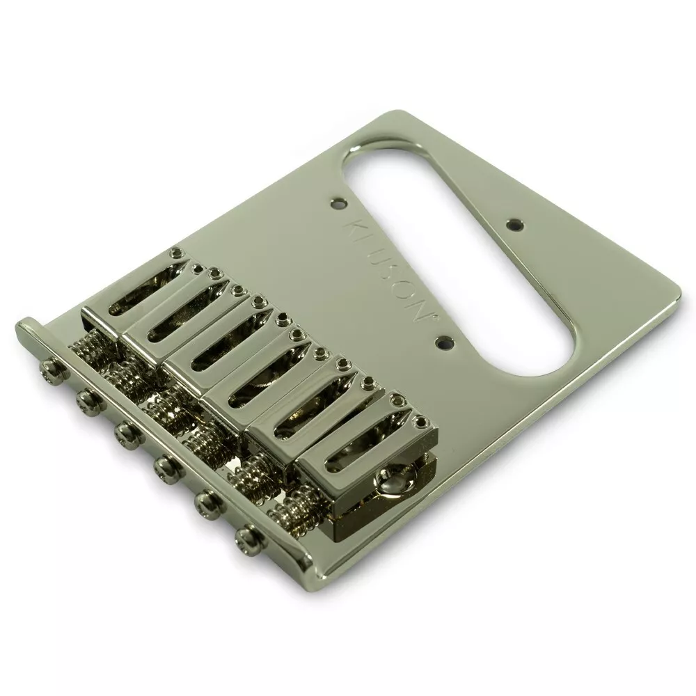 NEW - Kluson 6-Saddle Bridge For Fender Tele, Brass Saddles, NICKEL - KCTB-N