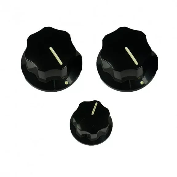 NEW Kluson Knob Set For Jazz Bass - BLACK, #KJBKSET