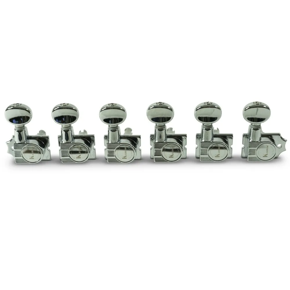 NEW Kluson Revolution 6L H-Mount Tuners, Staggered Posts - CHROME, #KRH-6BX-C