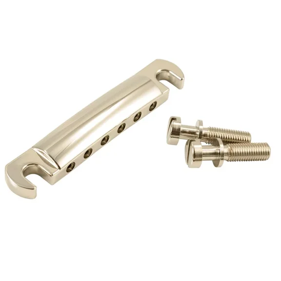 NEW - Kluson USA Stop Tailpiece, Zinc, Steel Studs - NICKEL, #KSTOP-N