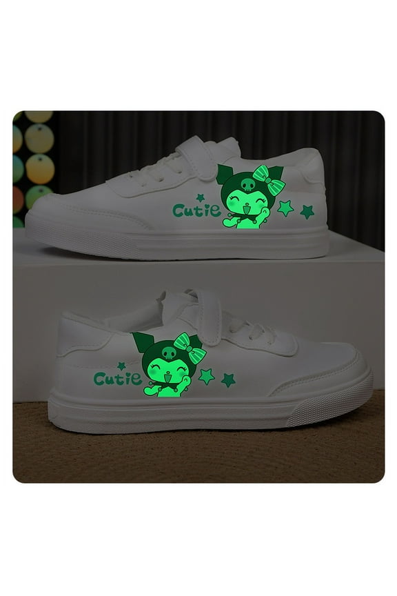 NEW Kuromi Canvas Shoes Convenient Velcro Kids Shoes Comfortable Breathable Sports Shoes Classic Lace Up White Sneakers