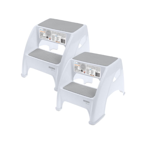 NEW L6072 X2 TODDLER AND ME 2 STEP STOOL - 2PACK GREY