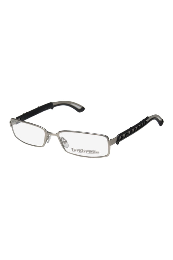 NEW LAMBRETTA LAM0001 MENS/WOMENS RECTANGULAR FULL-RIM SILVER / BLACK SIGNATURE LOGO MUST HAVE FRAME DEMO LENSES 53-17-145 EYEGLASSES/EYE GLASSES