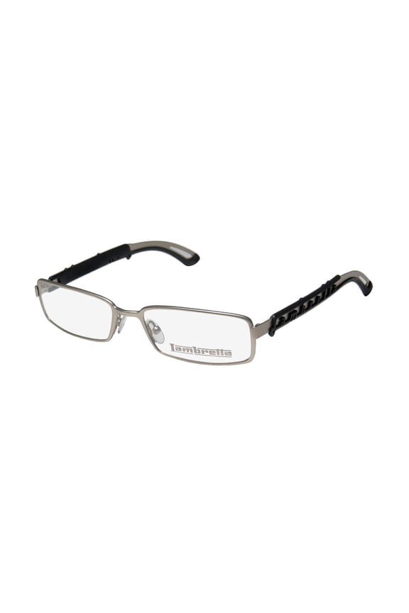 NEW LAMBRETTA LAM0001 MENS/WOMENS RECTANGULAR FULL-RIM SILVER / BLACK SIGNATURE LOGO MUST HAVE FRAME DEMO LENSES 53-17-145 EYEGLASSES/EYE GLASSES