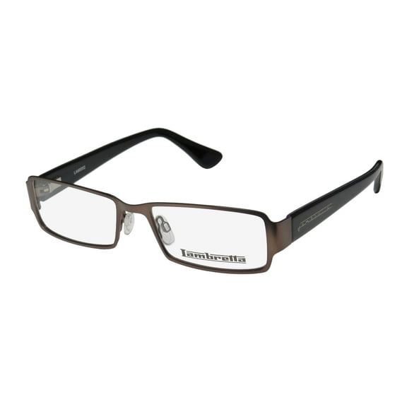 NEW LAMBRETTA LAM0002 MENS/WOMENS RECTANGULAR FULL-RIM GRAYISH BROWN / BLACK ITALIAN MADE FASHION STYLE ORIGINAL FRAME DEMO LENSES 54-17-140 SPRING HINGES EYEGLASSES/EYEWEAR