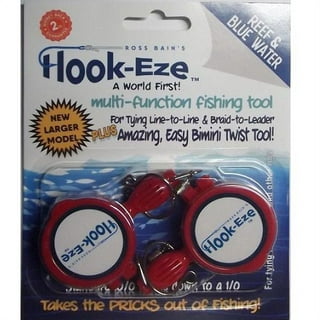 HOOK-EZE Knot Tying Tool Cover Hooks on 4 Fishing Poles - Line Cutter - 2  Sizes Saltwater Freshwater Bass Kayak Ice Fishing