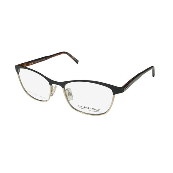 NEW LIGHTEC 30044L WOMENS/LADIES CAT EYE FULL-RIM BLACK EXCLUSIVE MADE IN FRANCE VISION CARE FRAME DEMO LENSES 50-17-135 EYEGLASSES/EYEGLASS FRAME
