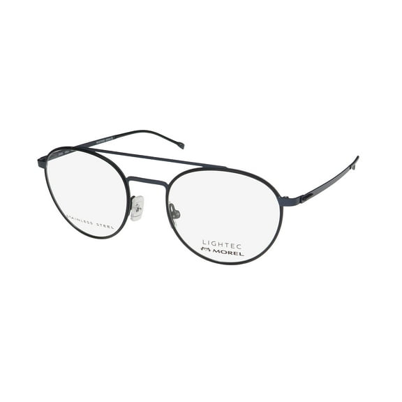 NEW LIGHTEC 30093L MENS ROUND FULL-RIM NAVY / BLACK FRAME DEMO LENSES 50-20-145 EYEGLASSES/EYE GLASSES