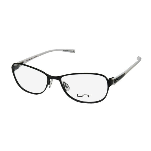 NEW LIGHTEC 6961L MENS/WOMENS DESIGNER FULL-RIM BLACK / WHITE FRAME DEMO LENSES 52-16-135 SPRING HINGES EYEGLASSES/EYE GLASSES