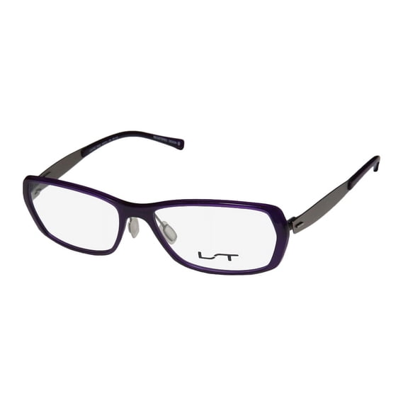 NEW LIGHTEC 7032L MENS/WOMENS DESIGNER FULL-RIM PURPLE / SILVER FRAME DEMO LENSES 50-14-135 FLEXIBLE HINGES EYEGLASSES/EYEGLASS FRAME